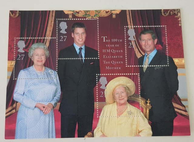Preview of the first image of Stamp Sheet of UK Royal Family - 2 Queens & 2 Heirs- MINT!.