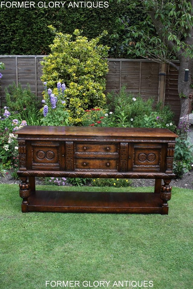 Image 16 of A TITCHMARSH AND GOODWIN CARVED OAK DRESSER BASE SIDEBOARD