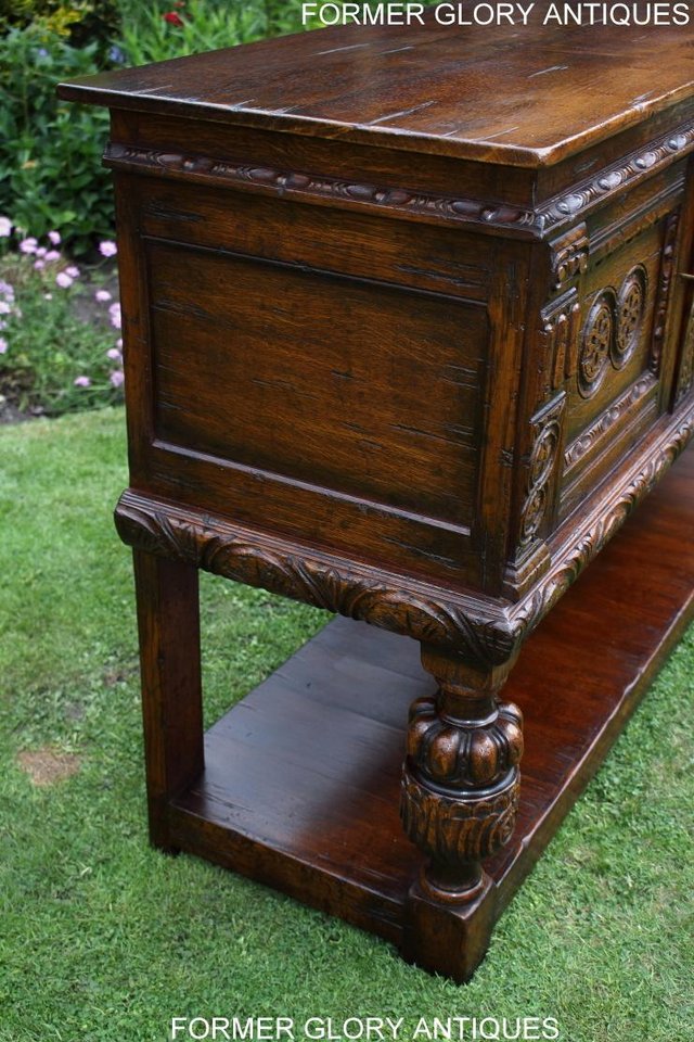 Image 32 of A TITCHMARSH AND GOODWIN CARVED OAK DRESSER BASE SIDEBOARD
