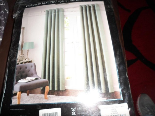 Image 2 of COLORADO  DUCK EGG  EYELET CURTAINS 46" WIDE X 54" DROP