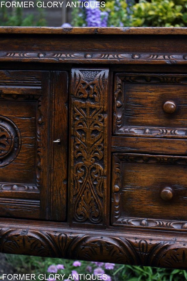 Image 50 of A TITCHMARSH AND GOODWIN CARVED OAK DRESSER BASE SIDEBOARD