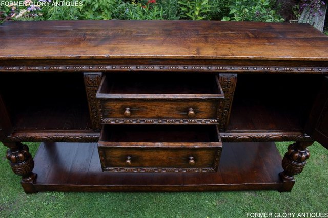 Image 60 of A TITCHMARSH AND GOODWIN CARVED OAK DRESSER BASE SIDEBOARD