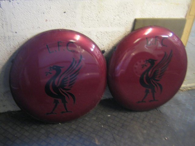 Preview of the first image of Two LFC Rear Wheel covers,.Ideal gift for any redmen.