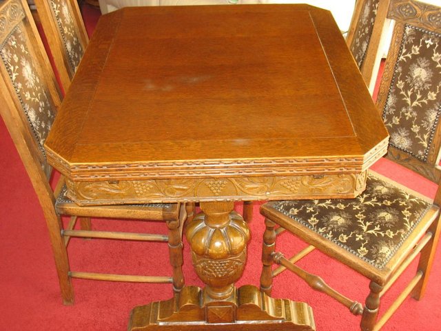 Image 2 of ORNATE ANTIQUE DINING ROOM TABLE & CHAIRS