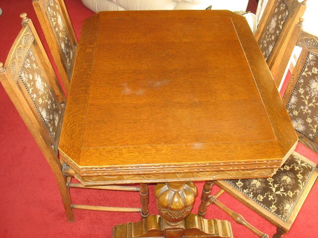 Image 3 of ORNATE ANTIQUE DINING ROOM TABLE & CHAIRS