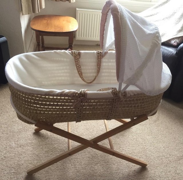 Preview of the first image of Baby Moses Basket, including folding stand.