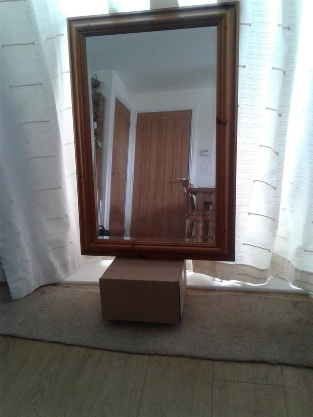 Preview of the first image of KNOTTED PINE BEVELLED EDGE MIRROR.