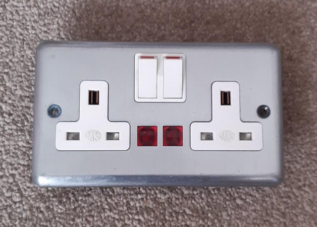 Preview of the first image of Mk Metal Double Plug Socket    BX25.