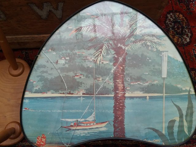 Image 3 of 1950's/60's tiny occasional table with lake scene near Rome