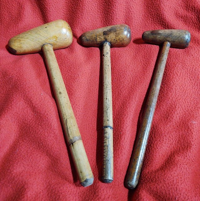 Preview of the first image of 3 Wooden Beaters Vintage Mallets/Hammers.