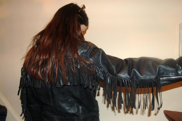 Image 2 of Black Leather Motorcycle Jacket Size S