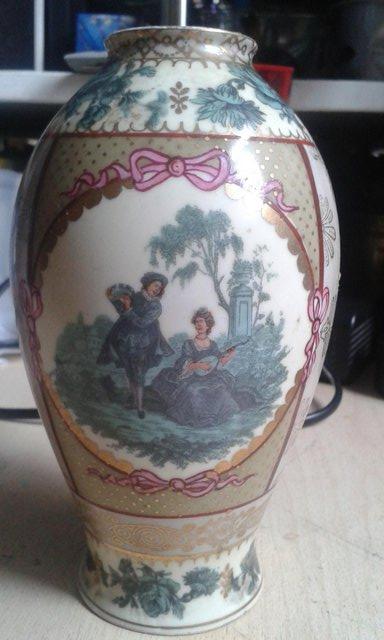 Image 2 of German porcelain vase transfer decorated