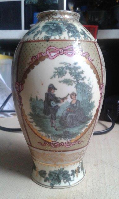 Image 3 of German porcelain vase transfer decorated