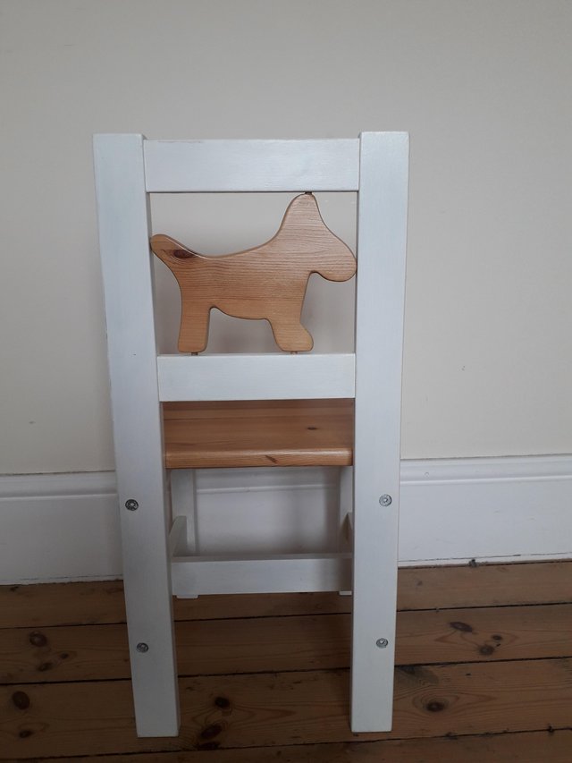 Image 3 of CHILDS PINE CHAIR WITH DOG CHARACTER BACK