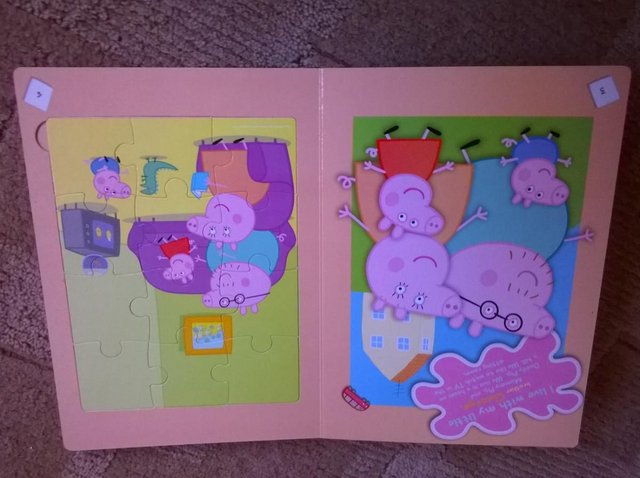 Image 2 of Peppa Pig book with 5 jigsaw puzzles