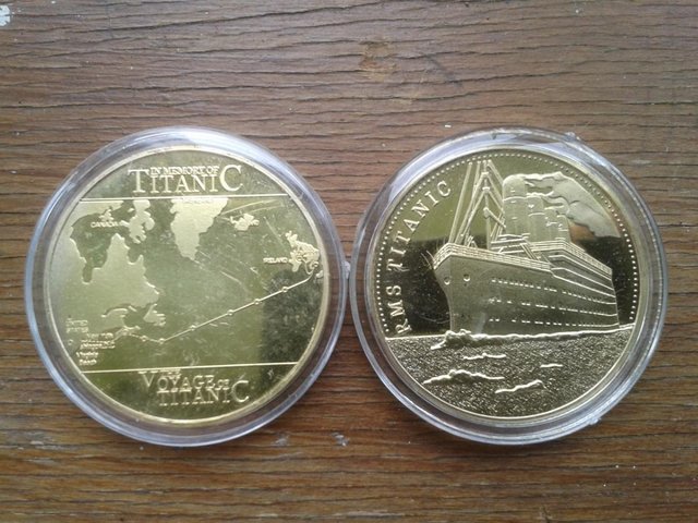 Preview of the first image of Titanic Gold Commemorative Ship Voyage Sailing Route coin.