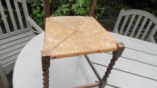 Image 3 of Vintage Wooden Chair Rush Seat Occasional Chair