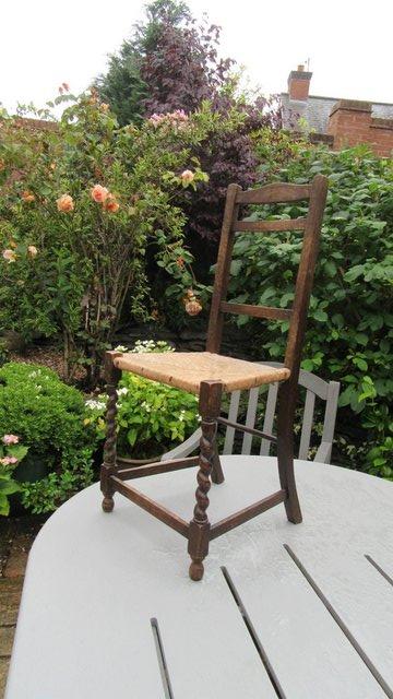Image 2 of Vintage Wooden Chair Rush Seat Occasional Chair