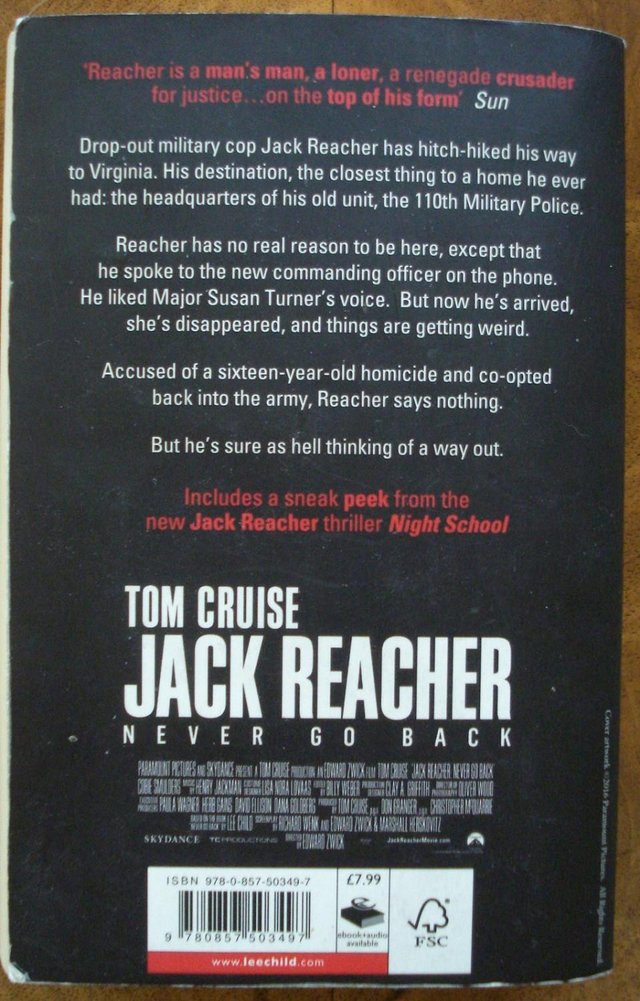 Image 3 of NEVER GO BACK A JACK REACHER THRILLER BY LEE CHILD Paperback