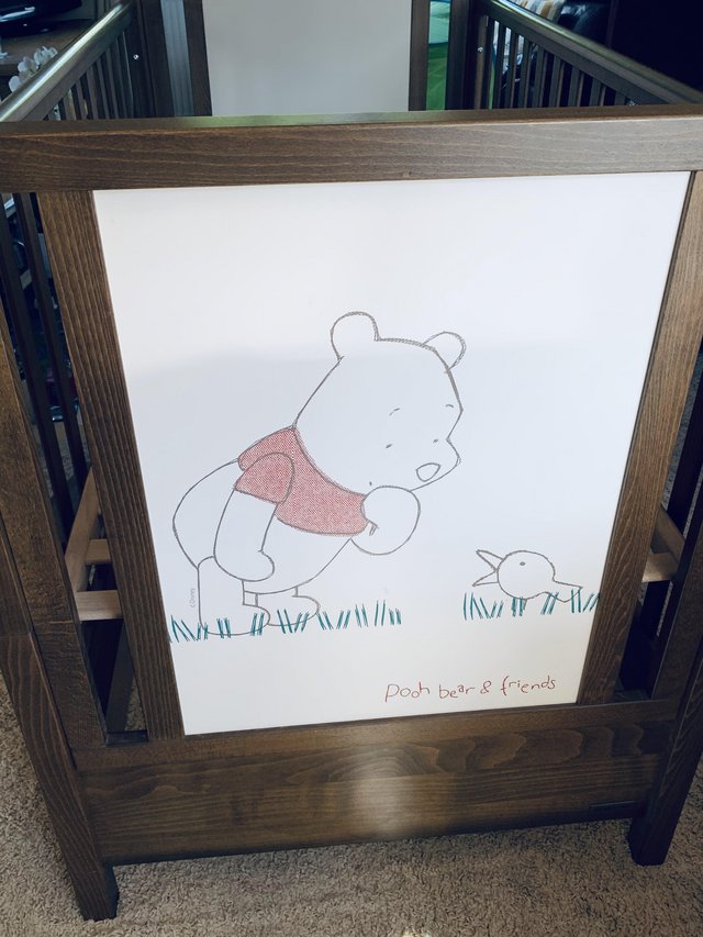 Preview of the first image of Mamas and Papas Pooh Bear & Friends Cot/Bed & Changer.