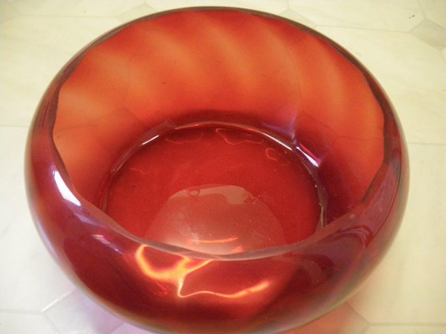 Preview of the first image of Ruby Red Glass Sweets / Serving Bowl / Centerpiece.