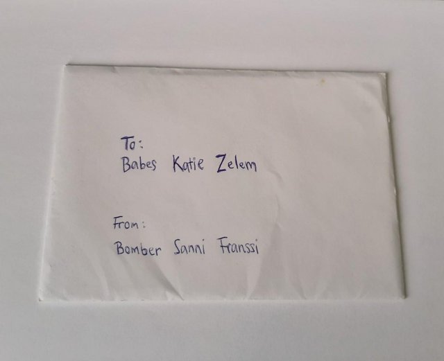 Preview of the first image of Letter To Katie Zelem From Bomber Sanni Franssi.