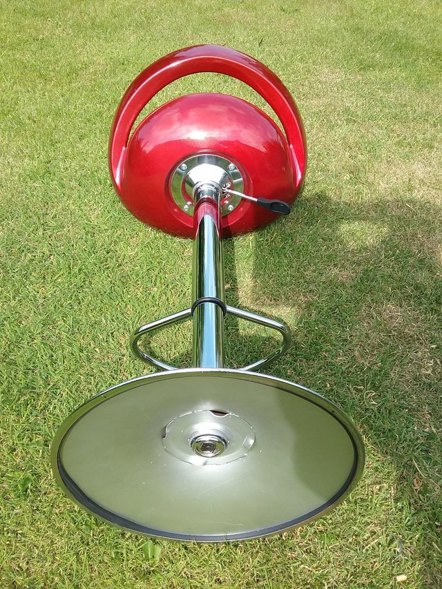 Image 2 of Chrome and Red gas adjustable Bar/Kitchen stool