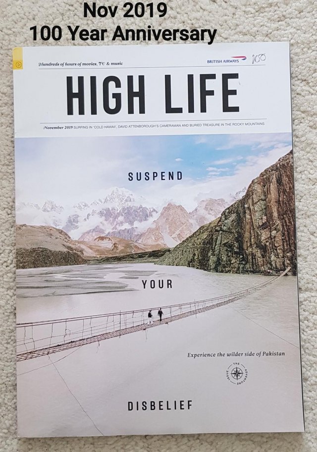 Preview of the first image of British AirwaysIn-flight Magazine 'Highlife' Issue Nov 2019..