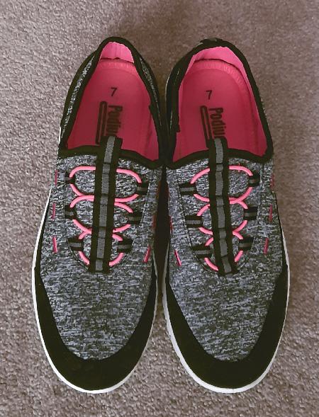 Image 2 of Ladies Black/Pink Slip On Trainers By Podium - Size 7   BX29