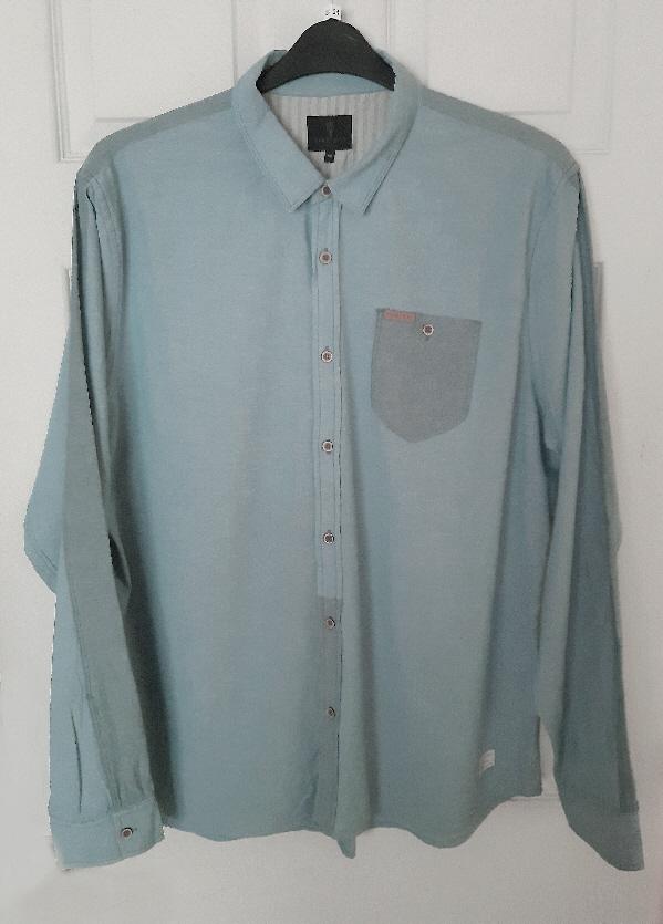 Preview of the first image of Mens 2 Tone Denim Shirt By Firetrap - Size XXL.