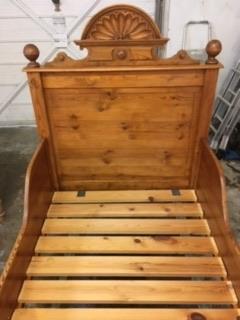 Image 3 of Antique wooden single sleigh bed