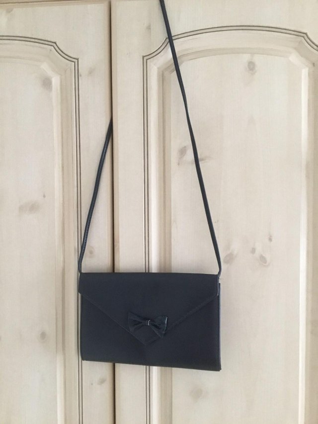 Image 3 of Navy smart handbag with front central bow