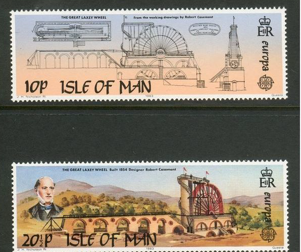 Image 4 of Isle Of Man 1983 Pres pack- SG249/250 The Great Laxey Wheel