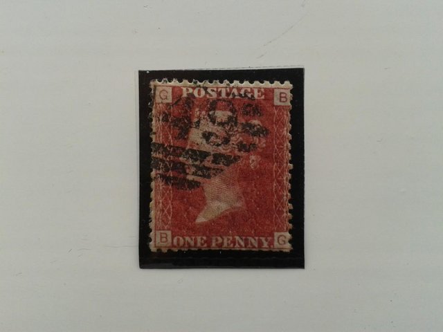 Preview of the first image of 1870, Plate 141, BG, One Penny (1d.) Red Stamp (SG43).