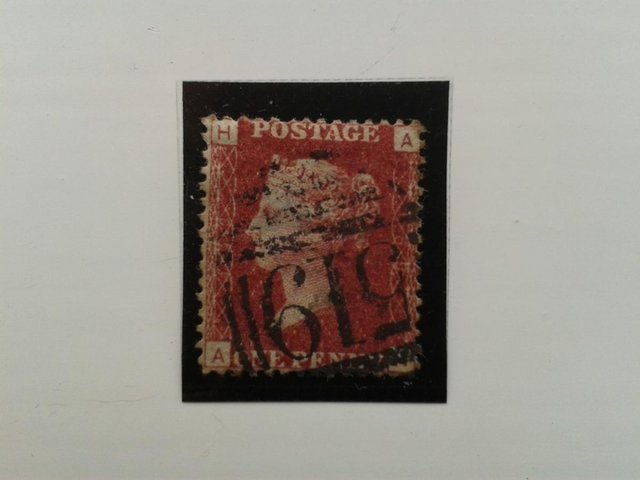 Preview of the first image of 1870, Plate 139, AH, One Penny (1d.) Red Stamp (SG43a).