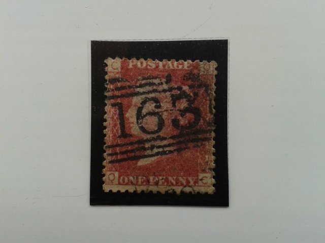 Preview of the first image of 1870, Plate 136, QC, One Penny (1d.) Red Stamp (SG43).