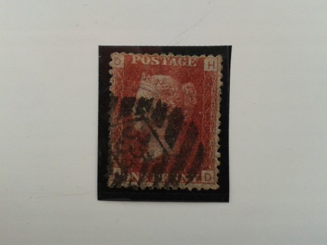 Preview of the first image of 1868, Plate 121, HD, One Penny (1d.) Red Stamp (SG43).
