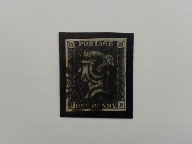 Preview of the first image of 1840, Plate 7, HB, One Penny (1d.) Black Stamp (SG2).