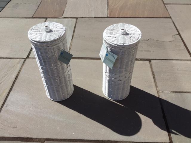 Preview of the first image of Brand New White Rattan Toilet Roll Storage containers.