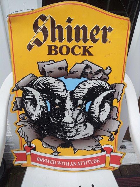 Preview of the first image of Shiner Bock Enameled, Texan Metal Beer Sign..