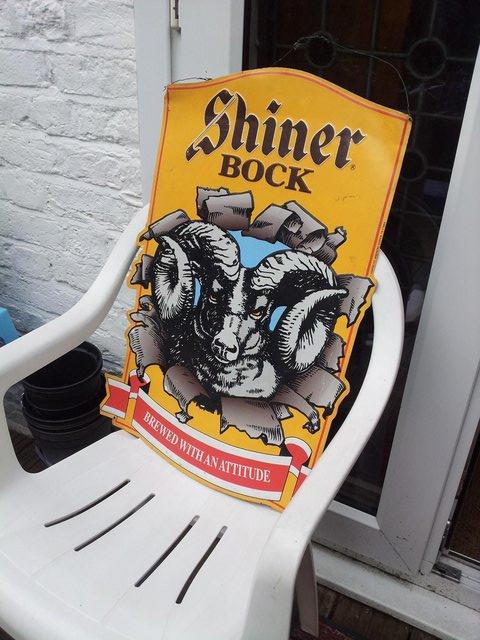 Image 3 of Shiner Bock Enameled, Texan Metal Beer Sign.