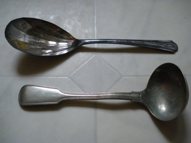 Preview of the first image of A Pair of Unrestored Silver Plate Art Deco Serving Spoons.