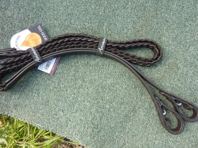 Preview of the first image of New Aviemore Plaited Reins -54" Havanna.
