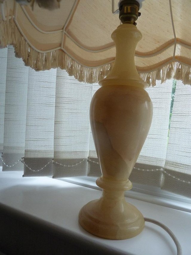 Preview of the first image of Alabaster onyx marble table lamp (no shade included) large.