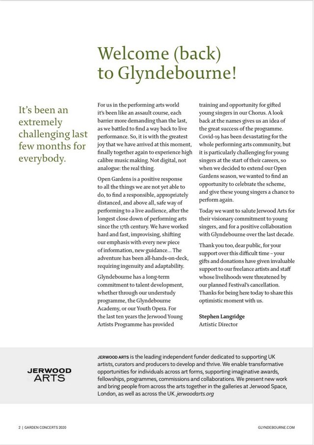 Image 2 of Jerwood Young Artists Glyndebourne ConcertProgramme 2020