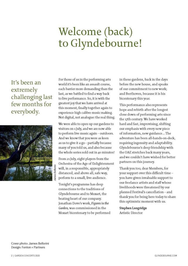 Image 2 of Outdoor Concert, Glyndebourne Concert Programme, 2020