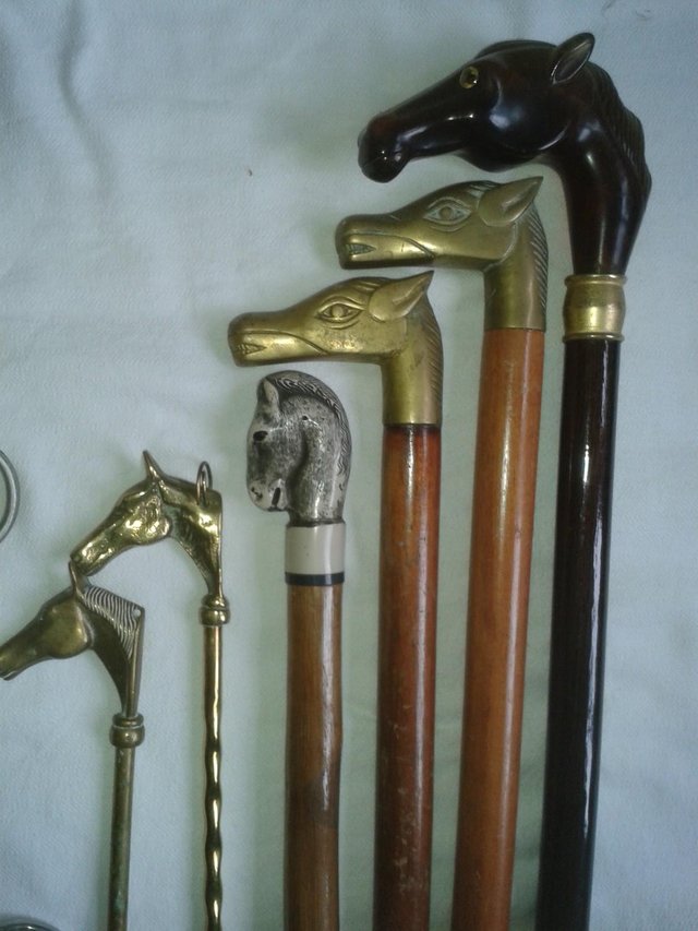 Preview of the first image of Horse snaffle bits, Equestrian walking cane, toasting fork.