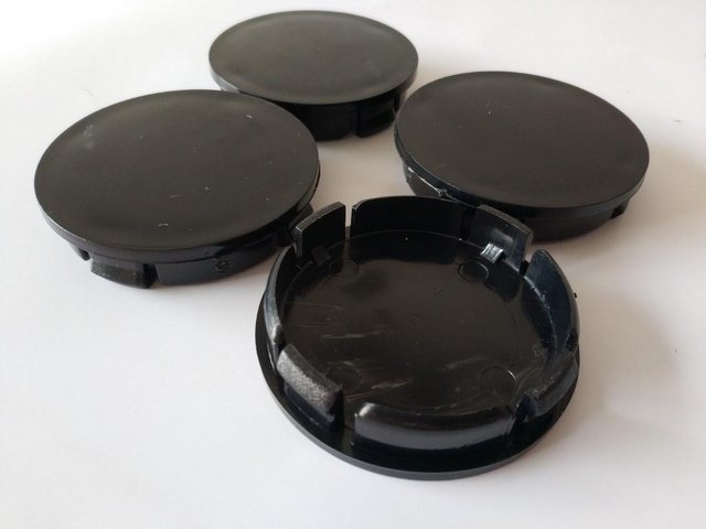 Preview of the first image of x4 Black Alloy Wheel Centre Caps (55.5 mm ID - 60 mm OD).