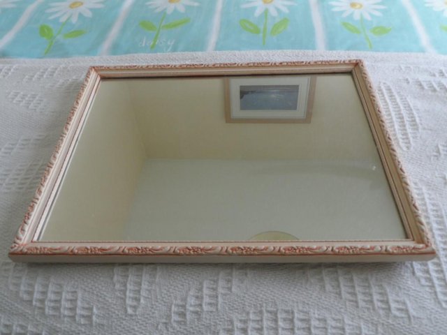 Preview of the first image of Ornate Framed Mirror Cream Colour Etched Frame.