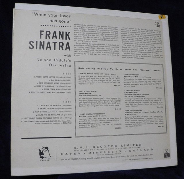 Image 2 of Frank Sinatra – When Your Lover Has Gone - EMI 1961